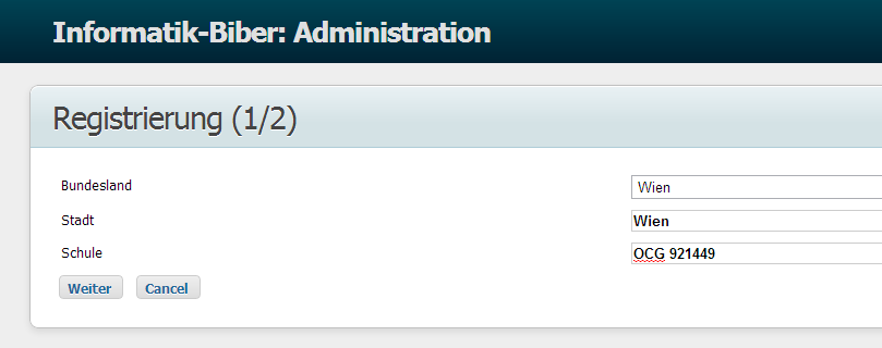 Informatik Biber Administration Registrierung