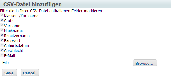 CSV-Datei hinzufügen